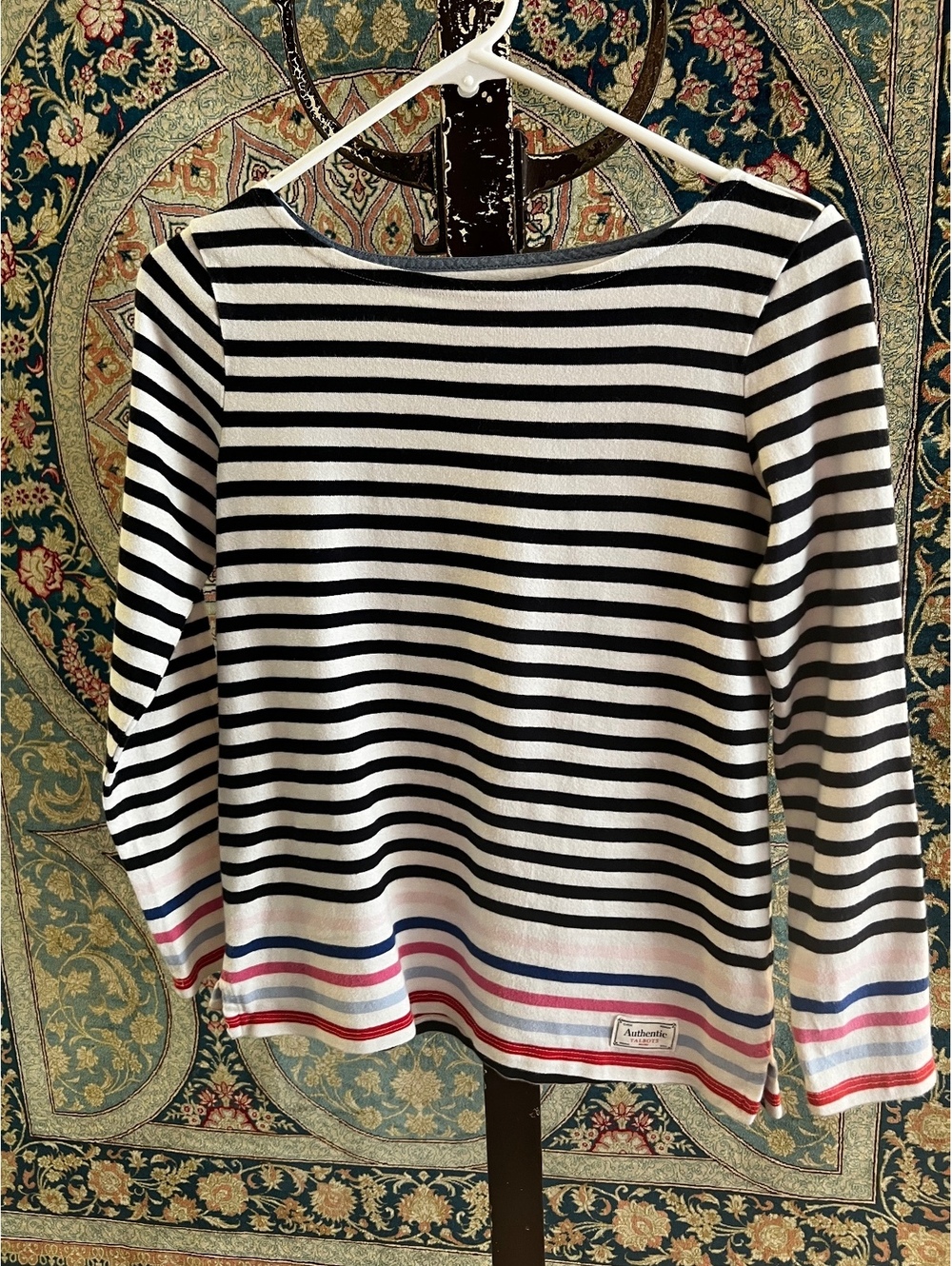Talbots Petite Striped Boat Neck Top